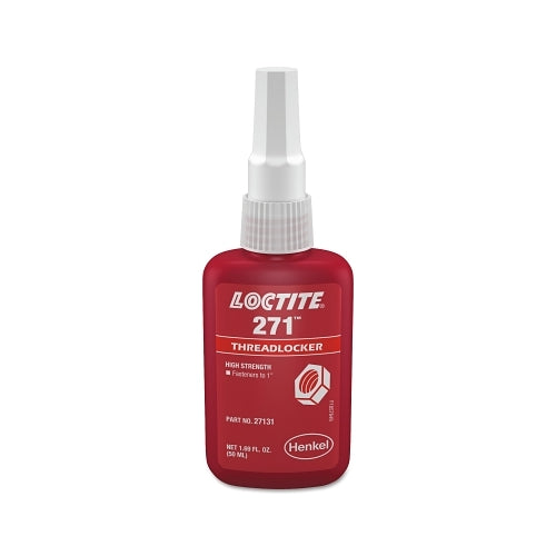 Loctite 271 x0099  Threadlocker, High Strength, 50 Ml, Up To 1 Inches Thread, Red - 1 per BO - 135381