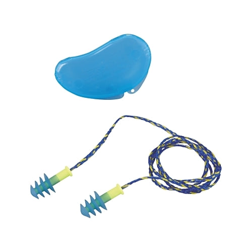 Howard Leight By Honeywell Fusion Multiple-Use Earplug, Thermoplastic Elastomer, Blue/Yellow, Corded - 100 per BX - FUS30HP