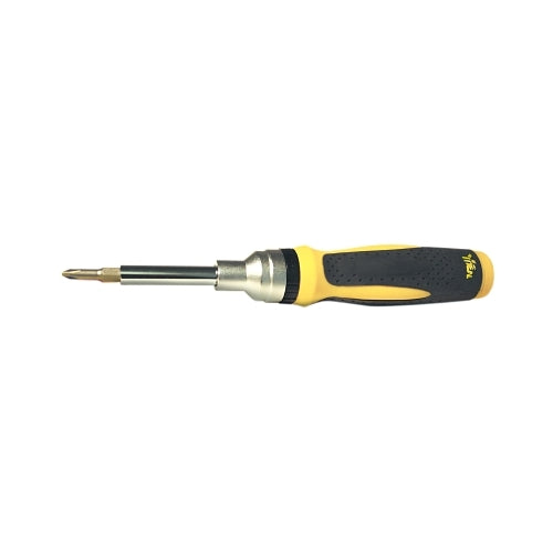 Ideal Industries 9-In-1 Ratch-A-Nut Screwdriver, #1;#2, 1/4;5/16;7/16Inches Open, 1/4;3/16Inches Tip Width - 1 per EA - 35988