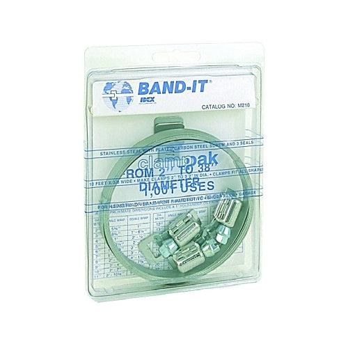 Band-It Clamp-Pak Clamp Set, 3/8 Inches X 0.015 Inches X 10 Ft, Stainless Steel - 1 per EA - M21899