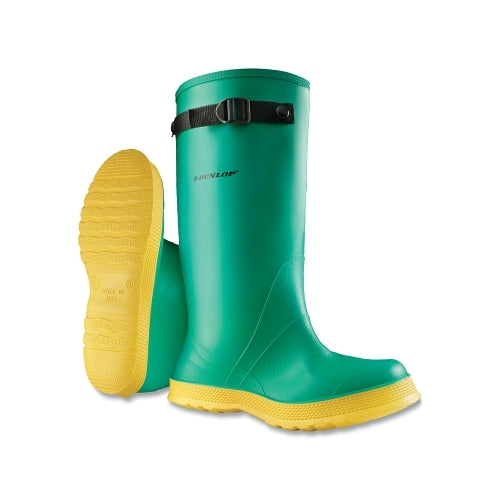 Dunlop Protective Footwear Hazmax Slicker Overboots, Men'S Large, 17 Inches Boot, Pvc, Green/Yellow - 1 per PR - 8705000.11
