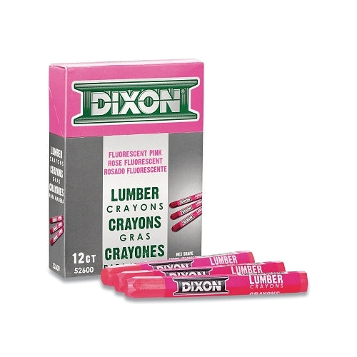 Dixon Ticonderoga Lumber Crayon, 1/2 Dia, 4-1/2 Inches L, Fluorescent Pink - 12 per DOZ - 52600