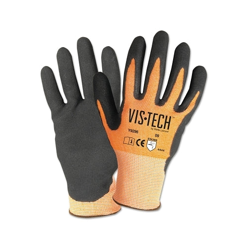 Wells Lamont Vis-Tech Cut-Resistant Gloves With Nitrile Coated Palm, 2X-Large, Orange/Black - 12 per DZ - Y9296XXL