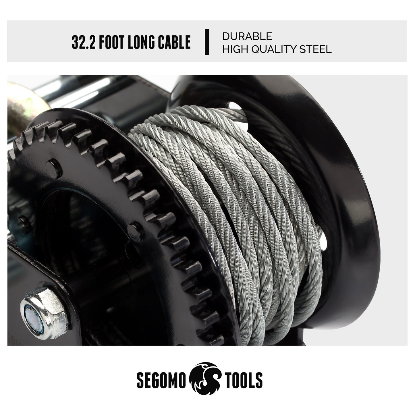 Segomo Tools HW3500 - Cabrestante manual de 3500 libras, manual, de dos vías, con alambre de 32,2 pies de largo, color negro