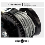 Segomo Tools Heavy Duty 3500 Pound Manual, Two Way Ratchet 32.2 Foot Long Wire Black Hand Winch - HW3500