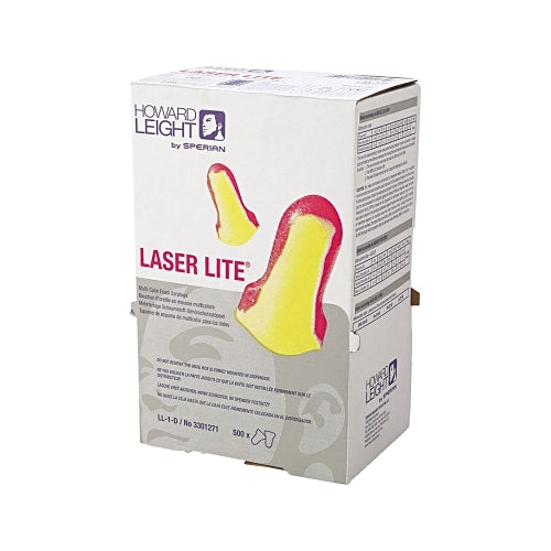 Howard Leight By Honeywell Laser Lite Disposable Earplug, Foam, Magenta/Yellow, Uncorded, Dispenser Box - 500 per BX - LL1D
