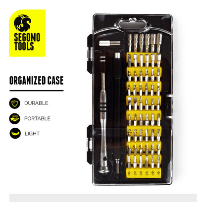 Segomo Tools Kit de reparación de destornilladores para electrónica de precisión, computadora portátil, teléfono celular y joyería, 58 piezas, JWSD2 