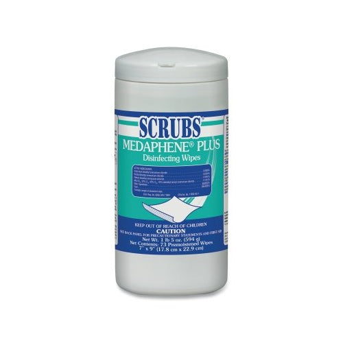 Scrubs Medaphene Plus Disinfecting Wipes, 65 Sheets/Container, 6 Containers/Case, Citrus - 6 per CA - 96365