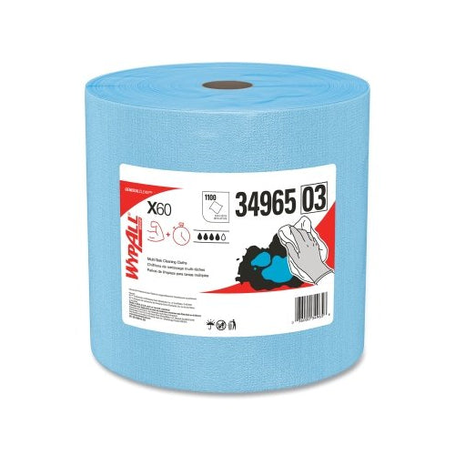 Limpiador de tela Wypall X60, azul, 13,4 pulgadas de ancho x 12,4 pulgadas de largo, rollo gigante, 1100 hojas/rollo - 1 por RL - 34965