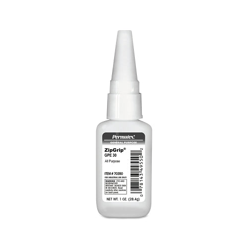 Permatex Zipgrip Gpe 30 Cyanoacrylate Adhesive, 1 Oz, Bottle, Clear - 1 per EA - 70350