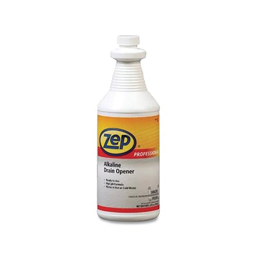 Zep Professional Alkaline Drain Opener, 1 Qt, Bottle, Unscented - 12 per CA - 1041423