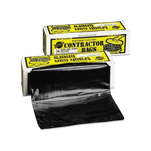 Warp Brothers Flex-O-Bag Trash Can Liners And Contractor Bags, 55 Gal, 3 Mil, 36 Inches X 56 In, Black, Extra Hd Contractor Bag - 30 per BX - HB5530