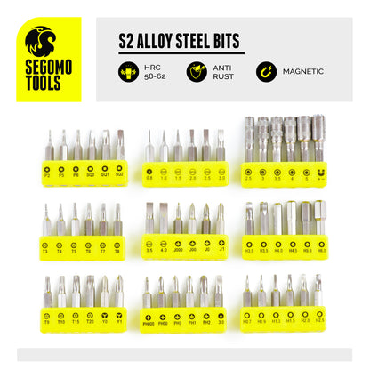 Segomo Tools Kit de réparation de tournevis pour bijoux, électronique de précision, ordinateur portable, téléphone portable, 58 pièces-JWSD2 