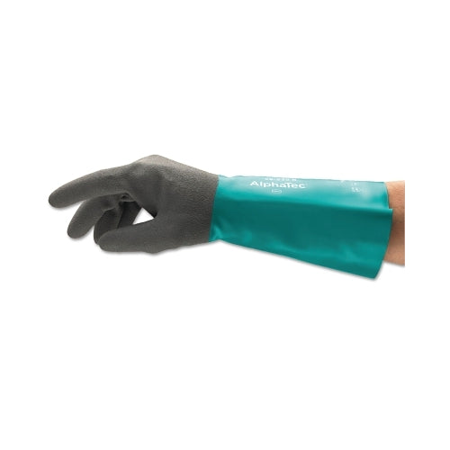 Ansell Alphatec 58-530B/58-535B Gloves, 9, Grey/Teal, 14 Inches Cuff, 58-5035B - 6 per BG - 123821