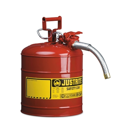 Justrite Type Ii Accuflow Safety Can, Gas, 5 Gal, Rojo, Incluye manguera de metal flexible de 1 pulgada Od - 1 por EA - 7250130