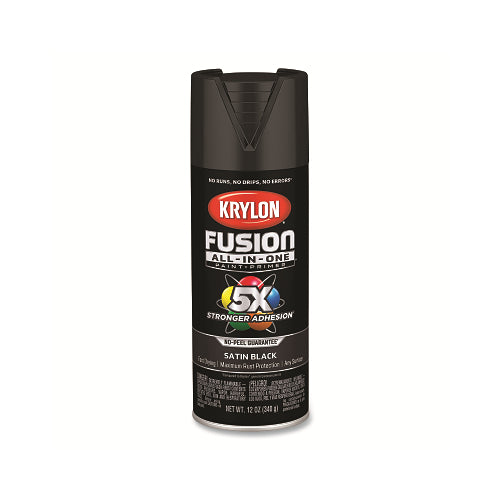 Krylon Fusion All-In-One x0099  Paint + Primer, 12 Oz, Black, Satin - 6 per CA - K02732007