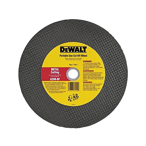 Dewalt High Speed Wheels, 14 In, 1 Inches Arbor, A24R, 5500 Rpm, Metal Cutting - 1 per EA - DW8020