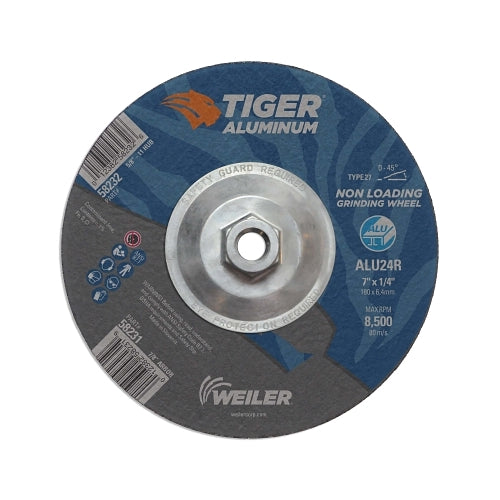 Weiler Aluminum Combo Wheels, 7 Inches Dia., 5/8 Inches Arbor, Type 27, 24 Grit, Alum. Oxide - 10 per PK - 58232