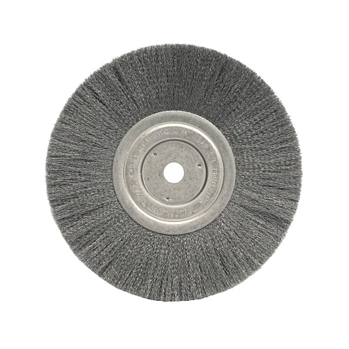 Weiler Narrow Face Crimped Wire Wheel, 8 Inches Dia X 3/4 Inches W Face, 0.014 Inches Steel Wire, 6000 Rpm - 1 per EA - 01175