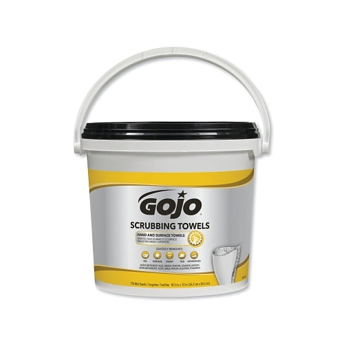 Gojo Scrubbing Wipes, Citrus, Bucket, 170 Wipes - 2 per CA - 639802