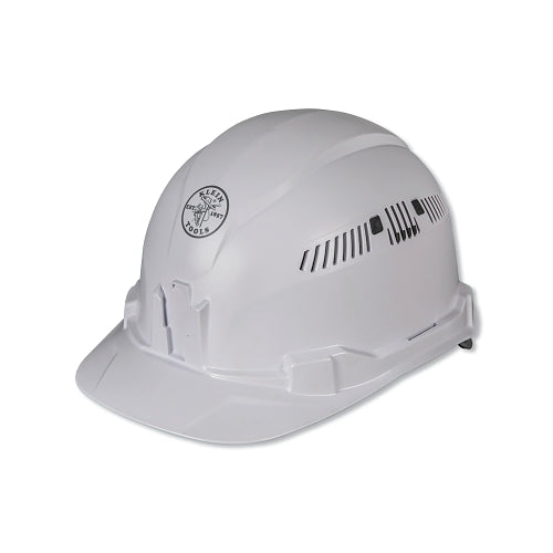 Klein Tools Type 1 Hard Hat, Ratchet With Pivot Suspension, Vented Cap, White - 1 per EA - 60105