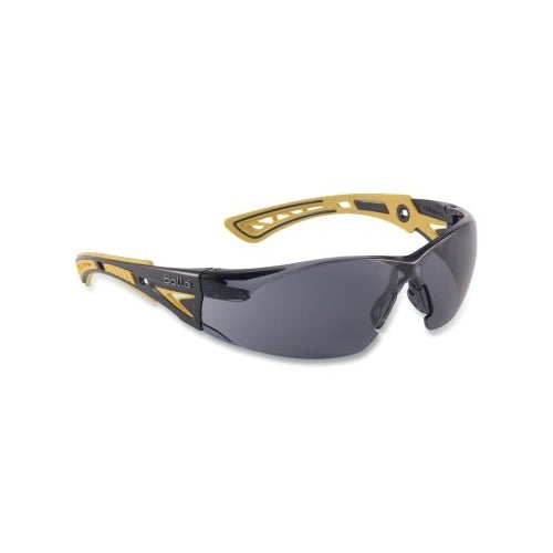 Bolle Safety Rush+ Series Safety Glasses, Smoke Lens, Platinum Anti-Fog, Yellow/Black Frame - 1 per PR - 40244