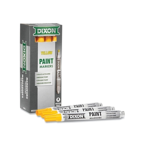 Dixon Ticonderoga Valve Action Paint Marker, 11/16 Inches Tip, Medium, Yellow - 12 per DOZ - 80223