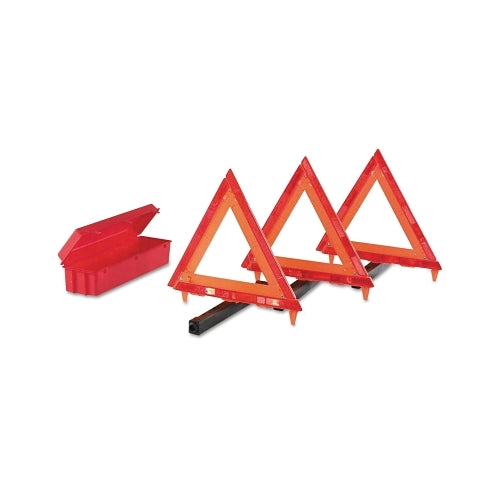 Kit de advertencia triangular Cortina, caja de bisagras vivas de 3 triángulos, 18 pulgadas, rojo/naranja Hi-Vix - 1 por KT - 9503009