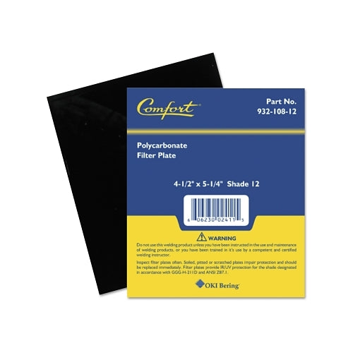 Lentille filtrante ombrée Comfort Eye Protection, teinte 12, 5 1/4 pouces X 4 1/2 po, polycarbonate - 1 par EA - 93210812