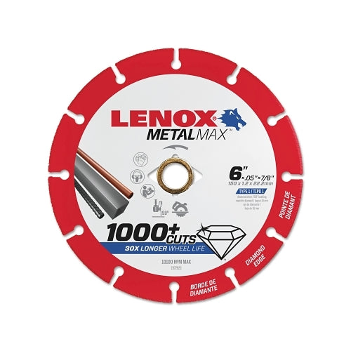 Lenox Metalmax Cut-Off Wheel, 6 In, 7/8 Inches Arbor, Steel/Diamond - 1 per EA - 1972923