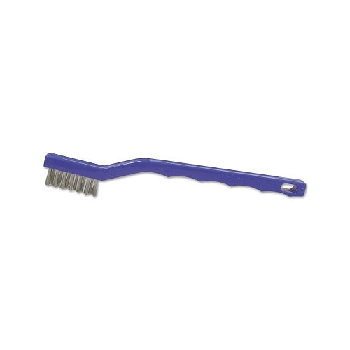 Weiler Small Hand Scratch Brush, 7-1/2 In, 3 X 7 Rows, Stainless Steel Wire, Curved Plastic Handle - 1 per EA - 44075