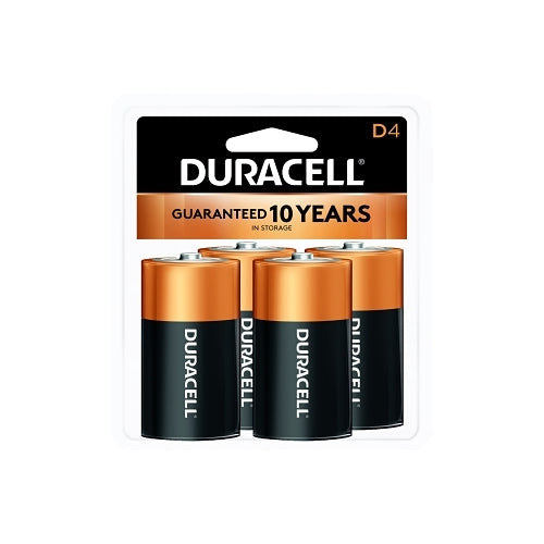 Duracell Coppertop Alkaline Battery, D, 1.5 V, 4/Pk - 4 per CD - DURMN1300R4Z