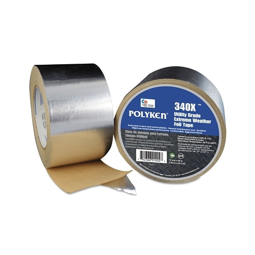 Polyken 340X Utility Extreme Weather Foil Tape, 72 Mm X 46 M, 3 Mil, Aluminum - 1 per RL - 1283419