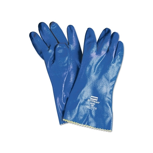 Honeywell North Nitri-Knit Supported Nitrile Gloves, Elastic Cuff, Interlock Lined, Blue - 1 per PR