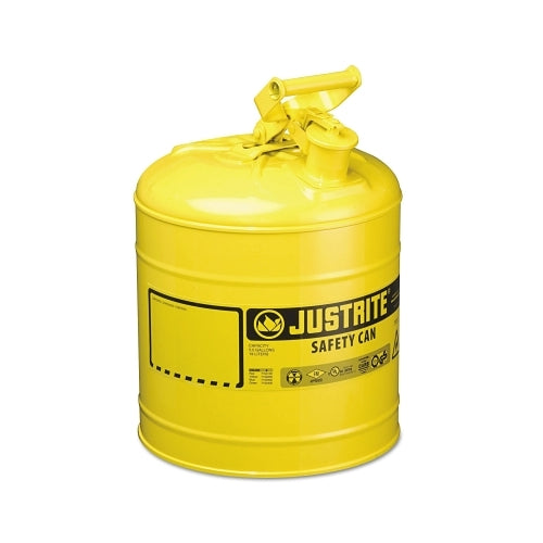 Justrite Type I Steel Safety Can, Diesel, 5 Gal, Yellow - 1 per EA - 7150200