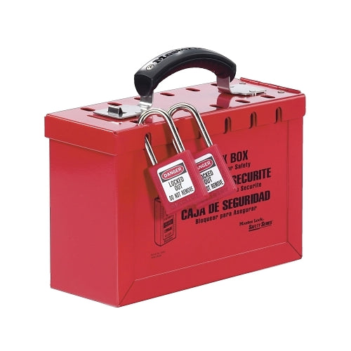 Master Lock Group Lock Box, 9-1/4 Inches L X 6 Inches H X 3-3/4 Inches W, Steel, Red - 1 per EA - 498A