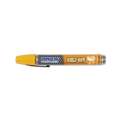 Dykem Rinz Off Water Removable Temporary Marker, Yellow, Broad Threaded Cap - 12 per BX - 44757