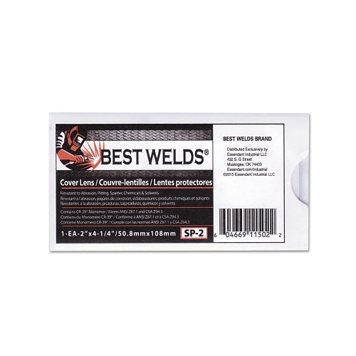 Best Welds Cover Lens, Scratch/Static Resistant, 4-1/4 Inches X 2 In, 100% Cr-39 Plastic - 1 per EA - SP2