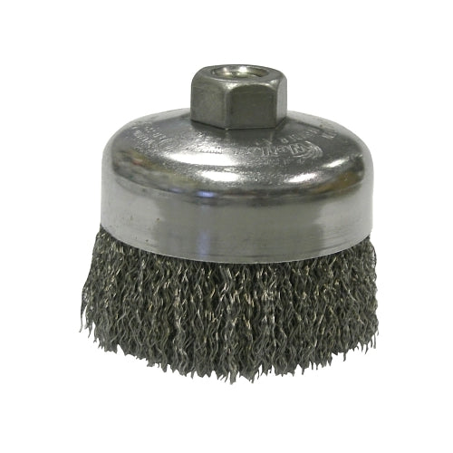 Weiler Crimped Wire Cup Brush, 4 Inches Dia, 5/8-11 Unc Arbor, 0.014 Inches Steel Wire - 1 per EA - 14026