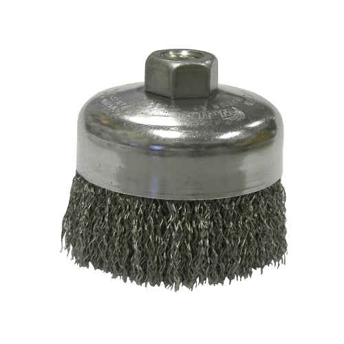 Brosse coupe en fil serti Weiler, 4 pouces de diamètre, arbre 5/8-11 Unc, fil d'acier 0,014 pouces - 1 par EA - 14026