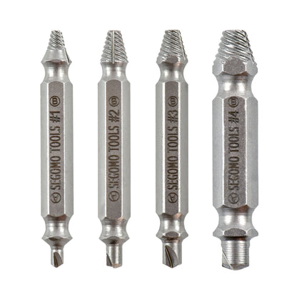Segomo Tools Ensemble d'extracteurs de vis endommagés/dénudés Easy Out HSS 4341, 4 pièces - EOUT4HSS