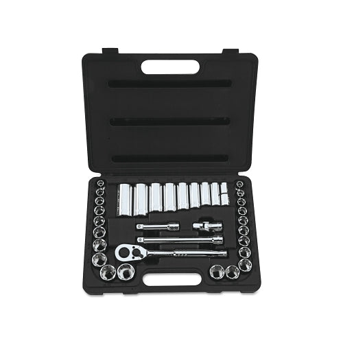 Stanley Tools For The Mechanic 34 Piece Standard And Deep Socket Sets, 3/8 In, 12 Point - 1 per EA - 85405