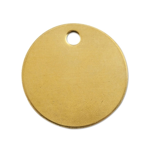C.H. Hanson Brass Tags, 18 Gauge, 1 1/2 Inches Diameter, 3/16 Inches Hole, Round - 100 per PK - 41857
