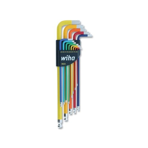 Wiha Tools Color Coded Inch Hex L-Key Set, Ball End, Multiple Sizes - 1 per EA - 66981