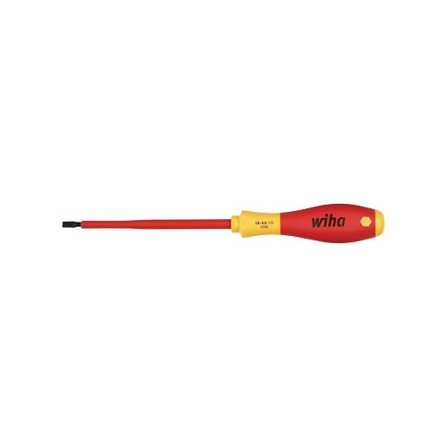 Wiha Tools Softfinish Insulated Screwdriver, Slotted, 8 Inches L 1000 Volt Certified - 1 per EA - 32015
