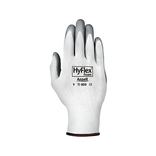 Hyflex 11-800 Guantes recubiertos de palma de espuma de nitrilo, talla 8, gris/blanco - 12 por DZ - 103332