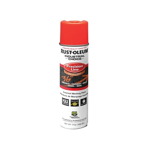 Rust-Oleum Industrial Choice M1600/M1800 System Precision-Line Inverted Marking Paint, 17 Oz, Fluorescent Red-Org, M1600 Solvent-Based - 12 per CA - 203028V