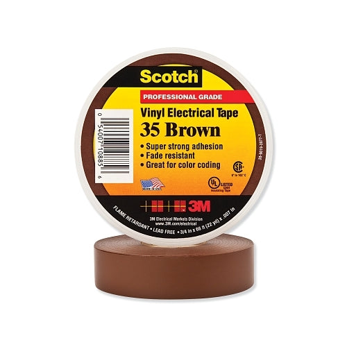 Scotch x0099  Vinyl Electrical Color Coding Tape 35, 1/2 Inches X 20 Ft, Brown - 1 per RL - 7000132638