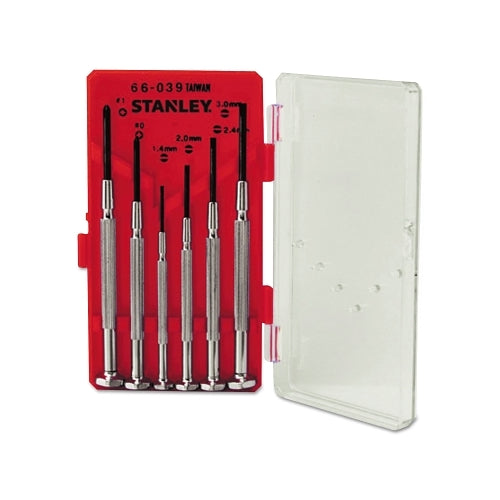 Stanley Juego de destornilladores de joyería de 6 piezas, Phillips, ranurados, de 1,4 mm a 3,0 mm - 1 por ST - 66039