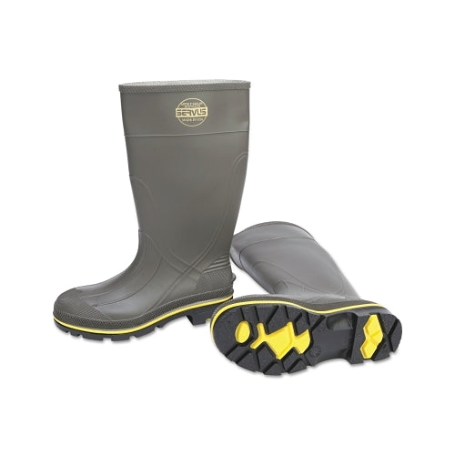 Servus Pro_x0099_ Knee-Length Pvc Boot With Steel Toe, Size 8, 15 Inches H, Gray/Yellow/Black - 1 per PR - 75101-080